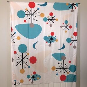 MCM Style Atomic Starburst & Boomerang Curtain Panels, Pair